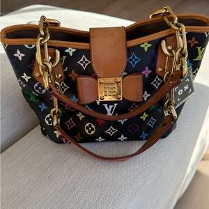 Louis Vuitton - Theda PM black multicolor Murakami Y2K icon- Rare gold chain.